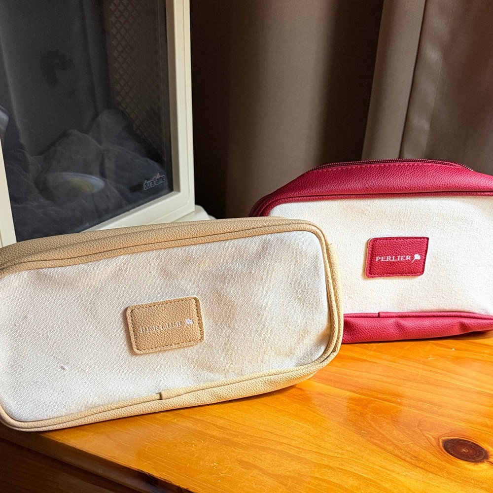 PERLIER-Red and Tan Bag Set